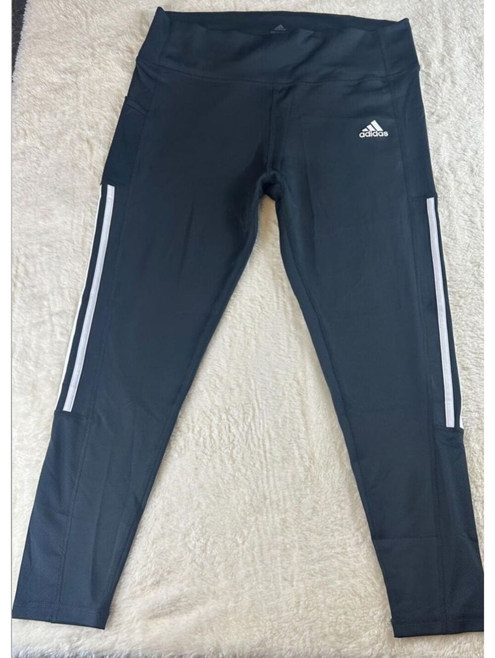 Adidas Women’s Black White 3 Stripe Leggings Athletic Pants Size XL